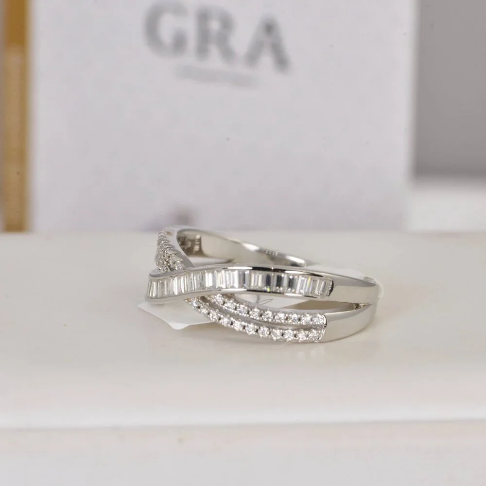 Emerald Round Cut Moissanite Band Ring 925 Sterling